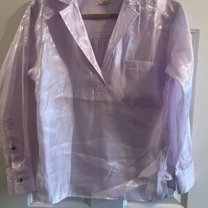 Shimmering Lavender Button-Up Blouse